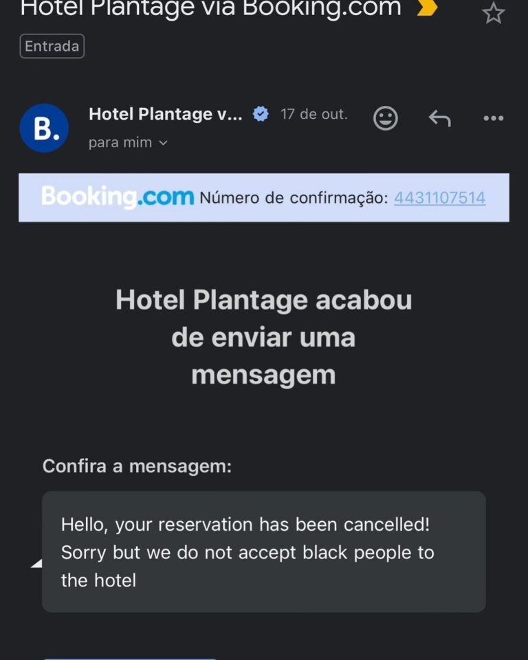 'Não aceitamos pessoas negras': artista brasileiro recebe mensagem racista em nome de hotel, que diz ter sido vítima de e-mail falso 'nao-aceitamos-pessoas-negras':-artista-brasileiro-recebe-mensagem-racista-em-nome-de-hotel,-que-diz-ter-sido-vitima-de-e-mail-falso