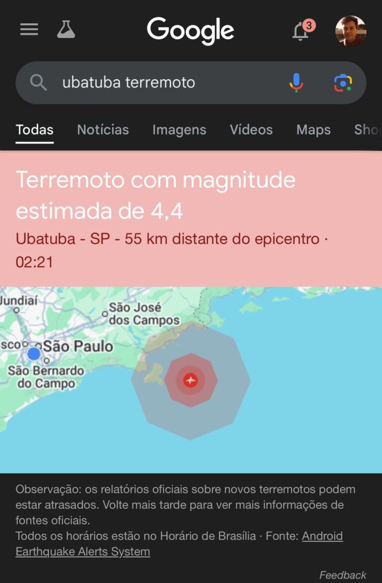 moradores-de-sp,-rj-e-mg-recebem-alerta-do-google-de-terremoto-em-ubatuba;-defesa-civil-diz-que-nao-houve-tremor